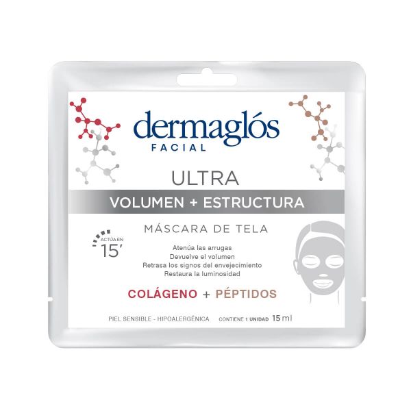 Máscara de Tela Dermaglós Ultra Volumen + Estructura 15 ml