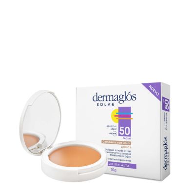 Dermaglós Protec Solar Facial Crema Compacta FPS50 con Color Tono 2 10 g